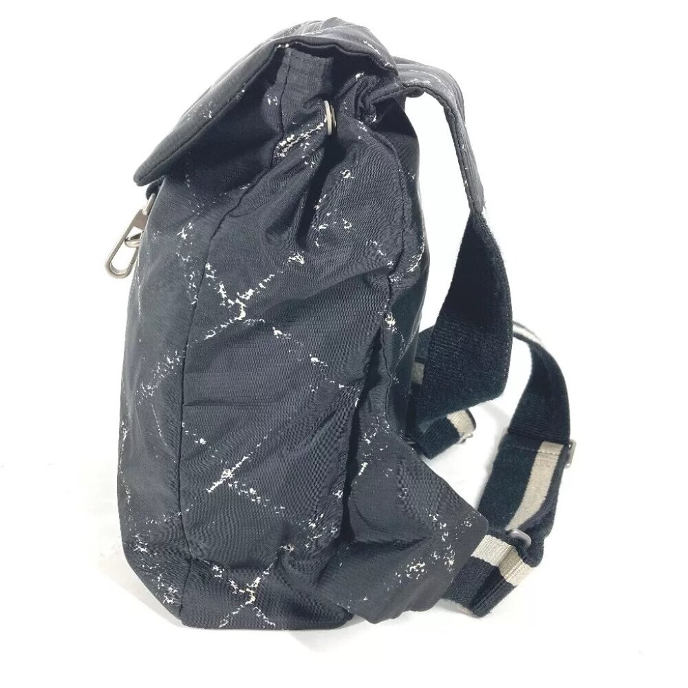 CHANEL Old travel line backpack bag Backpack Nylon Black/White - Picture 10 of 14
